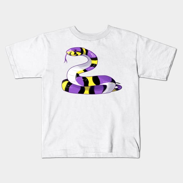 Nonbinary Snake Kids T-Shirt by candychameleon